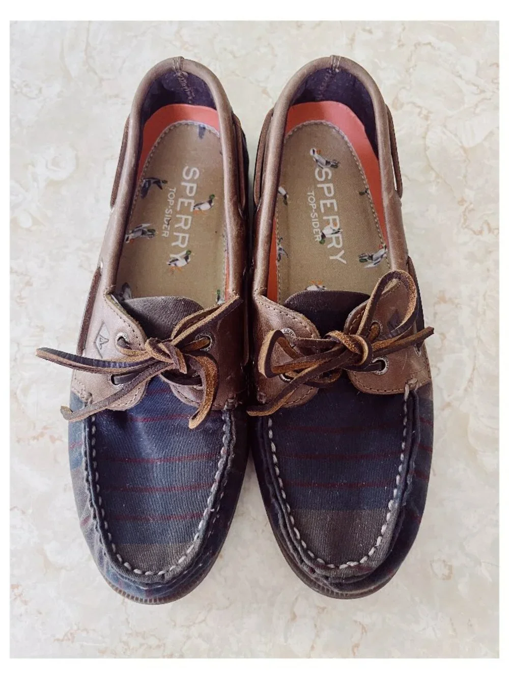 NWOB Sperry Top Sider Mens Sz 7.5 AO Ltd Edition Plaid Oil Cloth and Leather
